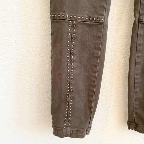 Joie Hazina Studded Skinny Ankle Pants Jeans Womens Size 24 Fatigue Green - Picture 8 of 12
